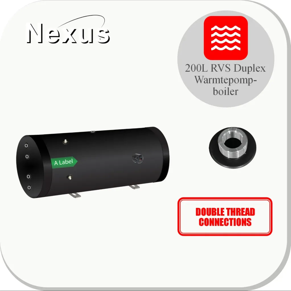 [229 200 1006] Chauffe-eau en acier inoxydable 200H XL-LE1 Noir, Connexions à double filetage horizontal