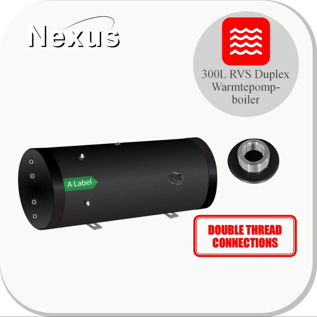 RVS Hygiëne boiler 300H XL-LE1 Black, Horizontal Double thread connections