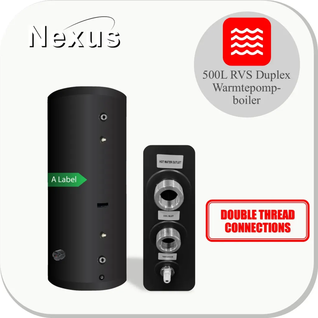 RVS Hygiëne boiler 500XL-LE1/ S-C4 Black Double thread connections