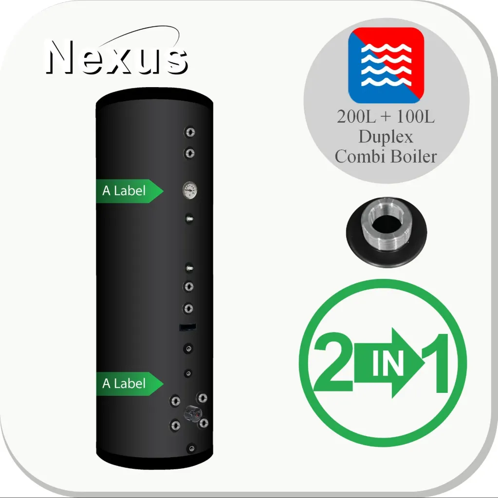 [229 200 1008] Chauffe-eau hygiénique en inox NXWT 200L+100L tampon, Réservoir combiné